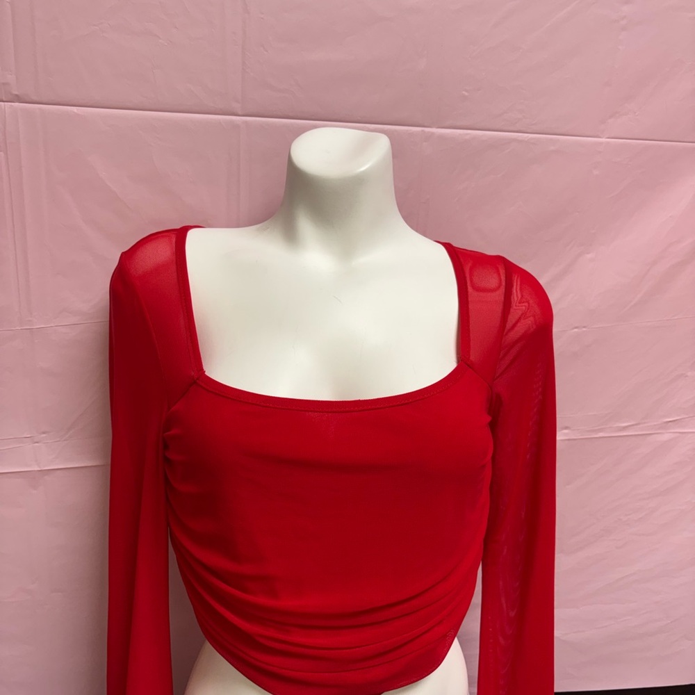 Red Long Sleeve Women's Top